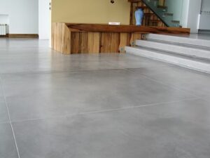 Modern interior with concrete flooring