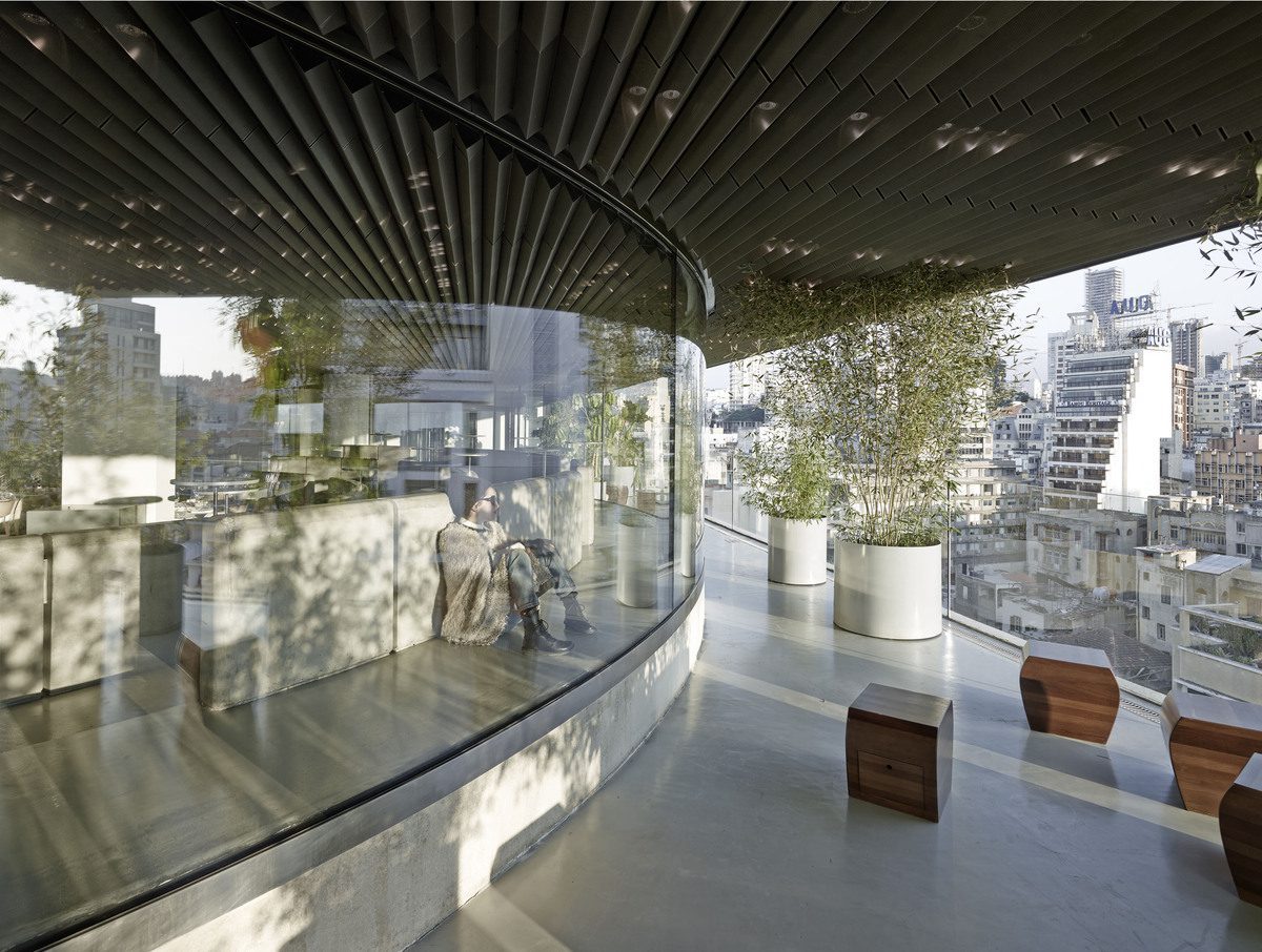 Microtopping terrace floor with city view, applied by TopCrete in Lebanon