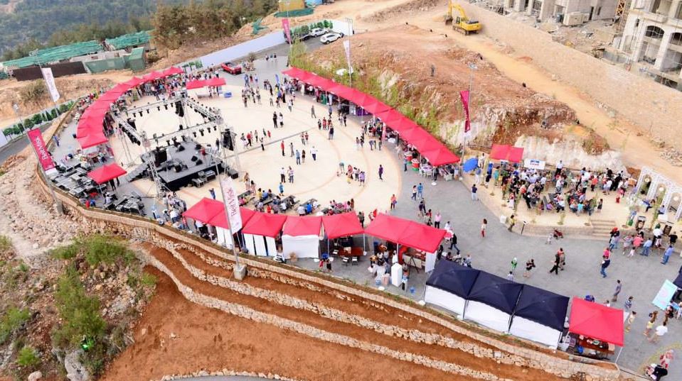 Large stamped concrete event plaza in Lebanon seen from above